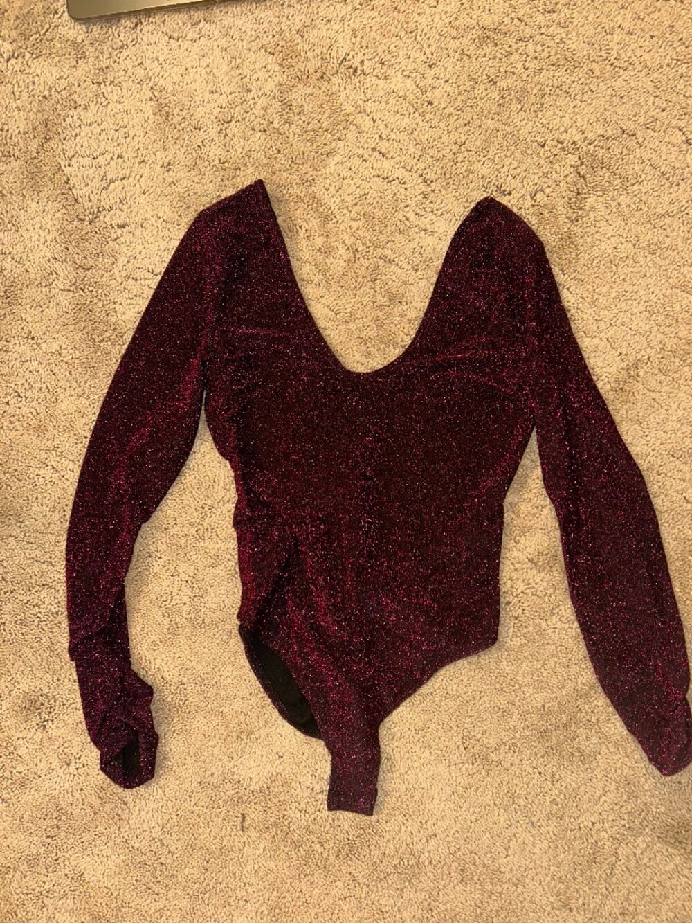 Zara Knit Purple Sparkly Bodysuit with Button Closure